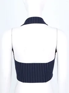 Damesvesten Dames Streep Elegant OL-vest Pakvest Halter V-hals Kantoor Dames Crop Tops Zakelijk Formeel Werkkleding Mujer