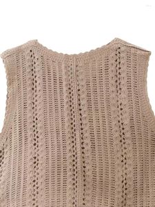 Gilets pour femmes Y2K Femmes S Imprimé Floral Sans Manches Col V Bouton Avant Pull En Tricot Gilet Crochet Crop Cardigan Tops