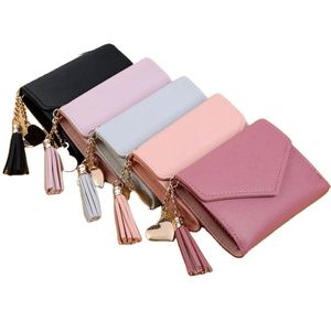 Vrouwen portemonnee vrouwelijke portemonnees kwast munten portemonnee kaarthouder vrouwelijke PU lederen clutch money bag carteira j0003