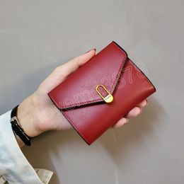 Portefeuille femme trois volets porte-carte élégant simplicité porte-monnaie cuir Pu couleur unie boucle Mini sac pochette Vintage