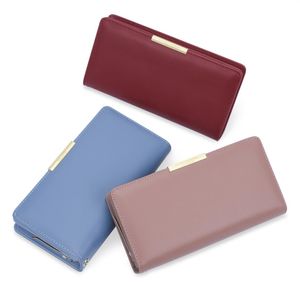 Damesportefeuilles Lange multifunctionele handgreep Zipper Bag Simple Hardware Buckle Bifold Wallet Fashion Four Seasons Business269s