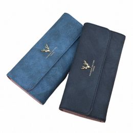 Portefeuilles pour femmes Multifonction Fi Nouveau Givré Lg Portefeuille Rétro Cerf Snap Fermoir Pochette En Cuir PU Femme Porte-Monnaie l31h #