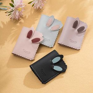 Portefeuilles pour femmes avec support d'argent, petit portefeuille avec porte-cartes lapin au design court pour filles