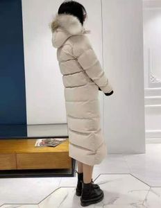 Chaqueta De Plumón De Pato Cálida De Invierno para Mujer Parka Abrigo Acolchado con Capucha Adorno De Piel Sintética A Prueba De Viento Parker Abrigos Largos De Piel De Lobo Real Abrigos Elegantes