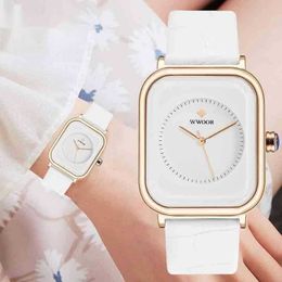 Dameshorloge 2023 Horloge Mode Wit Vierkant Polar Klok Enkele Dames Topmerk Luxe Lederen Jurk Casual Klokken Reloj Mujer 0902
