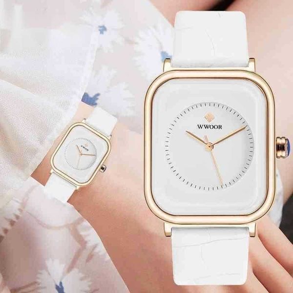 Reloj de Mujer 2023, Reloj de moda blanco cuadrado Polar, Reloj individual para Mujer, marca superior, vestido de cuero de lujo, relojes informales, Reloj de Mujer 0902