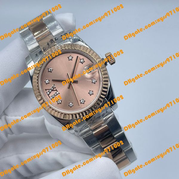 Montre Femme 2813 Montre Automatique 278381 31mm Cadran Acier Inoxydable Double Bande de Couleur Pli Anniversaire Mécanique Montre-Bracelet Automatique m278381rbr Montre à Bande de Diamant