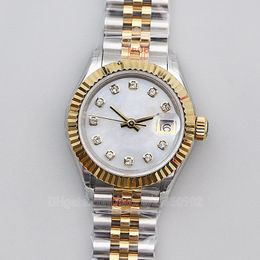 Reloj para mujer 28 mm Relojes para mujer Esfera morada Movimiento NH05 Pulsera Jubileo de oro rosa rosa Acero inoxidable Datejust Office Lady Reloj de pulsera estilo mujer Diamante