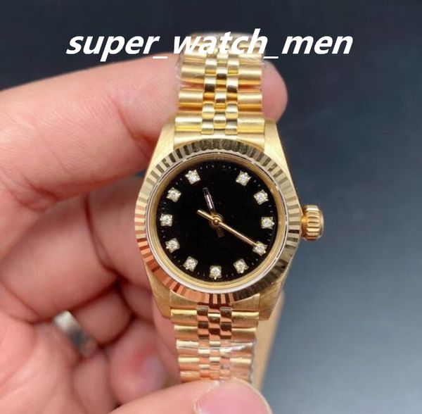 Montre pour femme automatique mécanique 26 mm Datejust cadran noir diamant or jaune 18 carats montres pour femme 2813 mouvement saphir plongée dame mode fille montres-bracelets cadeau