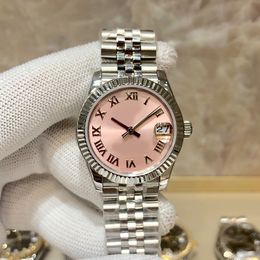 Montre femme cadran rond rose 31 36 41mm boucle déployante chiffre romain verre cristal bleu résistant aux rayures anti reflet loupe calendrier fenêtre Montre De Luxe