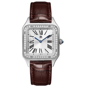 Dameshorloge kwartsbeweging koehide riem diamant horloge saffierglas waterdicht geschikt voor dating herdenkingsgeschenk