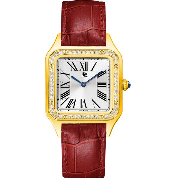 Reloj de mujer Movimiento de cuarzo Reloj de diamantes de moda Cristal de zafiro Correa de color resistente al agua Adecuado para todo tipo de regalos de fiesta