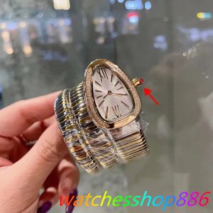 Dameshorloge Snake Shadow Diamond Zwitsers Quartz Beweging Sapphire Mirror Finish Steel Made Body Barken toont hoogwaardige elegante luxe horloge