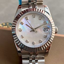 Mataille de montre pour femmes Cadran blanc 31 mm Mirmor de verre saphir r￩sistant ￠ gratter