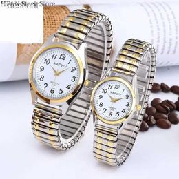 Dameshorloges 1 stuks Klassiek Vintage Zakelijk Dames Heren Elastisch Goud Zilver Quartz Horloge Getijdenliefhebbers Paar Armband Horloges Feest Kantoor GeschenkenL231216