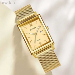 Montres féminines 2023 Luxury Fashion Gold Watch for Womens en acier inoxydable Quartz Wristwatch Womens Wemils Calendar Calendar Calendar Callock Montre Femme 240409
