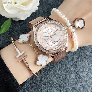 Dameshorloges 2023 Nieuwe Mode Dames Luxe Diamanten Horloges Armband Dames Quartz Horloge Rose Goud Dameshorloge Glanzend Kristal Reloj MujerL231018