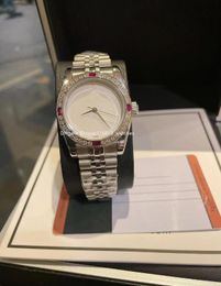 Relojes de mujer 31 mm Dial blanco Master Relojes mecánicos automáticos Correa plegable de zafiro Súper luminoso Reloj de diamante rojo resistente al agua Regalo