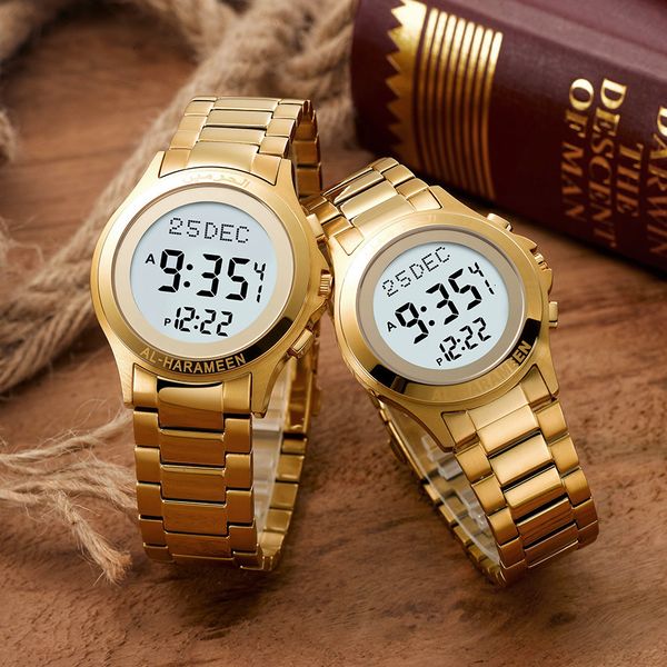 Montres pour femmes Azan montre en arabe anglais pour amoureux musulman avec alarme de prière heure Fajr Qibla cadeau islamique homme et femme taille Ramadan 230725