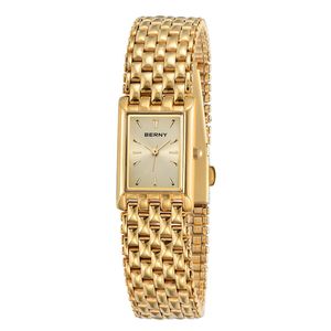 Dameshorloges BERNY Gouden horloge voor dames Luxe damespolshorloge Waterdicht Gouden vrouwelijke klok Roestvrij staal Modieus quartz dameshorloge 230630