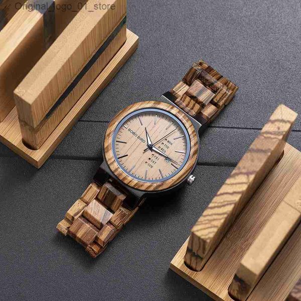 Montres pour femmes BOBO BIRD bois Antique es pour homme affichage de la date et de la semaine marque de luxe dans une boîte-cadeau en bois relogio masculino Dropship Q231101