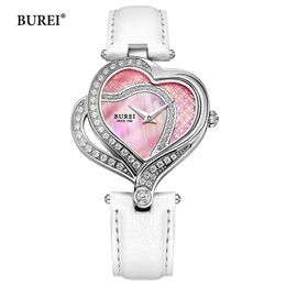 Dameshorloges BUREI merk damesmode harthorloge dames waterdicht luxe casual lederen armband quartz horloges relogio feminino 231204