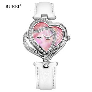 Montres femme BUREI marque dames mode coeur montre femmes étanche luxe décontracté Bracelet en cuir Quartz montres Relogio Feminino 231201