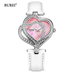 Montres femme BUREI marque dames mode coeur montre femmes étanche luxe décontracté Bracelet en cuir Quartz montres Relogio Feminino 231128