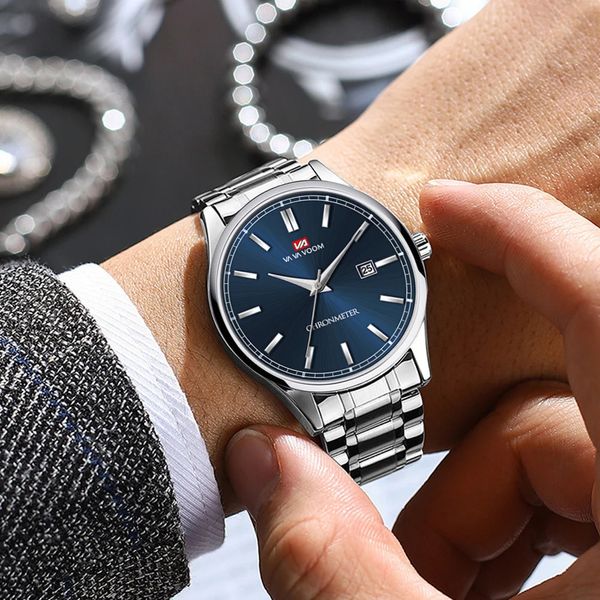 Relojes para mujer Reloj para hombres de negocios VA VOOM 2023 Tendencia de moda Acero inoxidable azul Movimiento de cuarzo resistente al agua Boutique Hombres Reloj de pulsera informal 231110