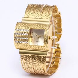 Dameshorloges Creativity 2023 Fashion Luxury Ladies Polt Top Brand Gold Steel Strap Waterdichte armband Watch Zegarek Damski 230410