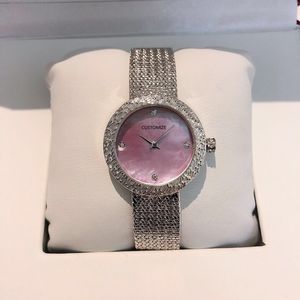 Women S Horloges Cusomize luxe merk Lady Quartz Watch Round Circle 4 Diamond Two Tone Marked Clock Mesh Women No CZ Dial Pols 230519