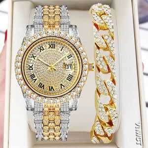 Montres femme Diamant hommes femmes montres montre en or dames montre-Bracelet de luxe strass unisexe Bracelet montres femme horloge Relogio Feminino 230927