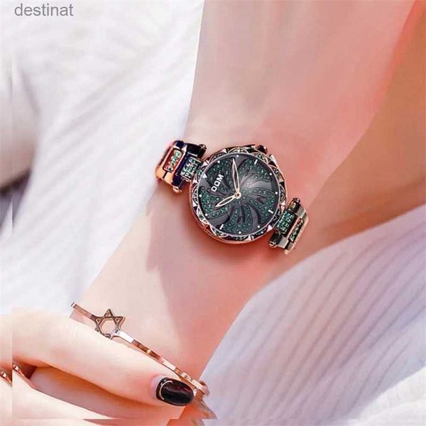 Relojes de mujer DOM Relojes de lujo a la moda para mujer Reloj de señora Vestido de acero inoxidable Reloj de pulsera de cuarzo con diamantes de imitación ostentosos para mujer G-1258BK-1MFL231217