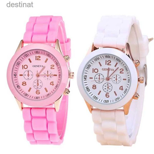 Relojes de mujer Marca famosa Ginebra Reloj de moda para mujer Estudiante masculino y femenino Reloj de pulsera de cuarzo de silicona Reloj al por mayor Relogio FemininoL231216