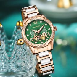 Orologi da donna Orologi di marca creativi di moda Orologi da polso meccanici automatici di lusso delle migliori marche da donna Cinturino in ceramica con diamanti scheletrati 231115