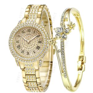 Dameshorloges Mode Dames Luxe Diamanten Horloges Armband Dames Quartz Horloge Roségoud Dameshorloge Glanzend Kristal Reloj Mujer 230928