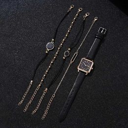 Women's Watches Glading Brand 5pcs Set Women Es Fashion Leather Band For Women Square Dial Ladies Quartz Pols Vrouwelijke klok