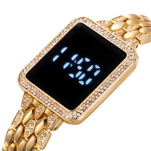 Women S Horloges Gold Luxury Digital Watch Women Fashion Ladies Creative Square roestvrijstalen Bracelet Relogio Feminino 230103