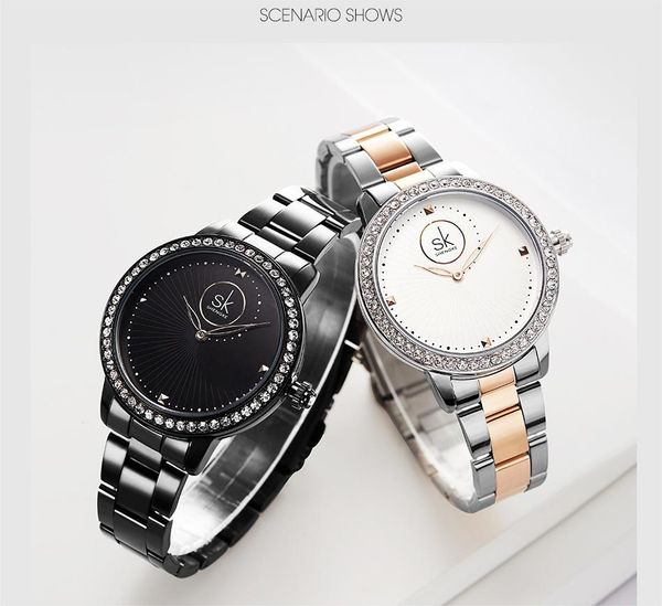 Montres pour femmes de haute qualité sertie de diamants spirale fil de mer cadran en acier avec montre à quartz étanche