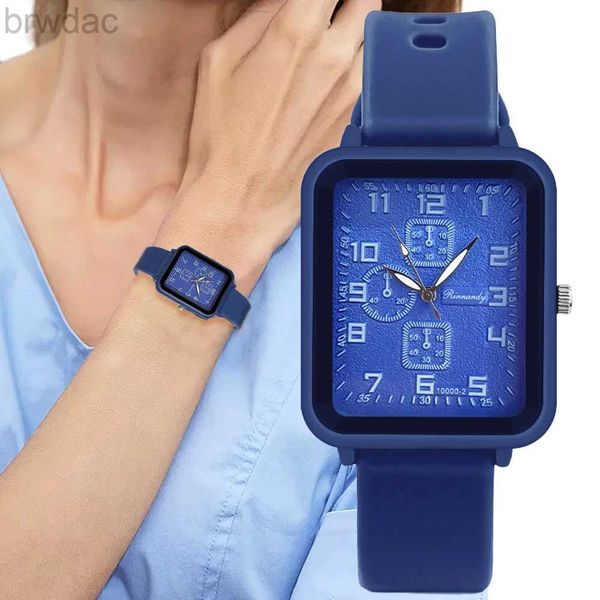 Women's Watches Ladies 2024 New Fashion Brand Watches Sports Square Women Watch Watch Safety Blue Silicone Strap Vestido Reloj Wall Wristwatches 240409