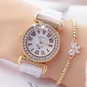 Montres pour femmes marque de luxe robe de mode femme montres en or femmes Bracelet diamant montre en céramique pour fille Reloj Mujer 2105278F