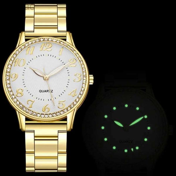 Montres féminines Marque de luxe Femmes Watch 2023 Nouvelle mode Simple Diamond Steel Band Watch Ladies Big Dial Quartz Clock Bracelet Diamond Clock 240409