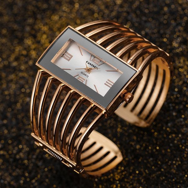 Montres pour femmes Mode de luxe Montres en or rose Femmes Bracelet en acier inoxydable Bracelet Rectangle Montre à quartz Horloge zegarek damski relogio 230719