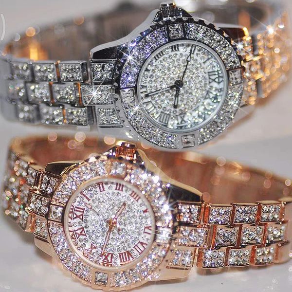 Montres pour femmes de luxe brillant Fine Zircon montre à Quartz élégant All Star bijoux femmes montres mécaniques mode boucle de poignet pliante 231106