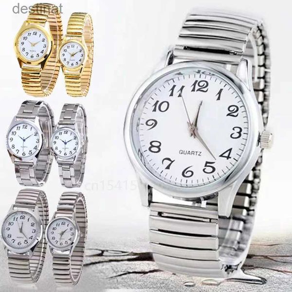 Montres Femmes Homme Femmes Couple Montres-Bracelets En Acier Inoxydable Bande Alliage Amoureux Affaires Mouvement À Quartz Montre-Bracelet Bracelet Élastique Bande MontreL231216