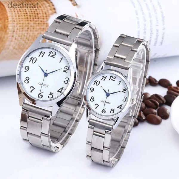 Montres Femmes Homme Femmes Couple Montres-Bracelets En Acier Inoxydable Bande Alliage Amoureux Affaires Mouvement À Quartz Montre-Bracelet Bracelet Élastique Bande MontreL231217