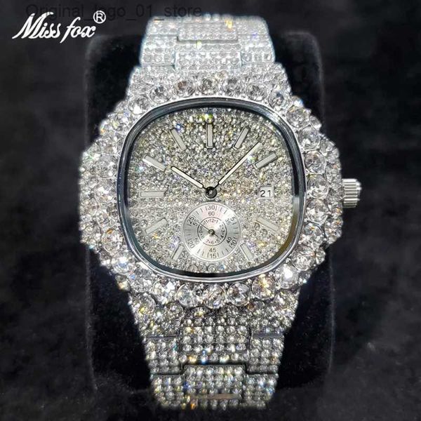 Relojes de mujer MISSFOX Nuevo Diamante para hombres Lujo Clásico Ice Out es Hip Hop Moda Top Marca AAA Reloj de plata Producto más vendido Q231101