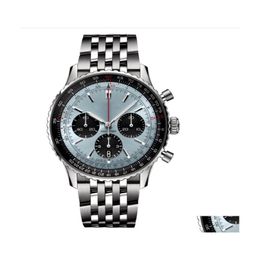 Montres pour femmes Nacitimer B01 Chronographe d'affaires de mode 47 mm Cadran Panda Eye Ceinture Montre-bracelet à quartz pour hommes Livraison directe Dhg318h