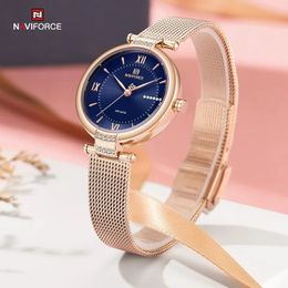 Relojes para mujer NAVIFORCE Relojes para mujer Business Sport Resistente al agua con diamantes Cuarzo Correa de acero inoxidable estándar Reloj para mujer 231102