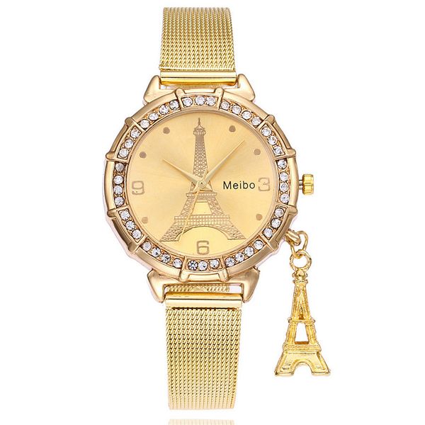 Relojes de mujer recién llegados París Torre Eiffel mujer señora chica Acero inoxidable cuarzo relojes de pulsera para mujer reloj Z525
